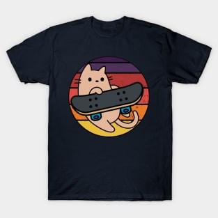 Cat Skateboarder Throw Skateboard T-Shirt